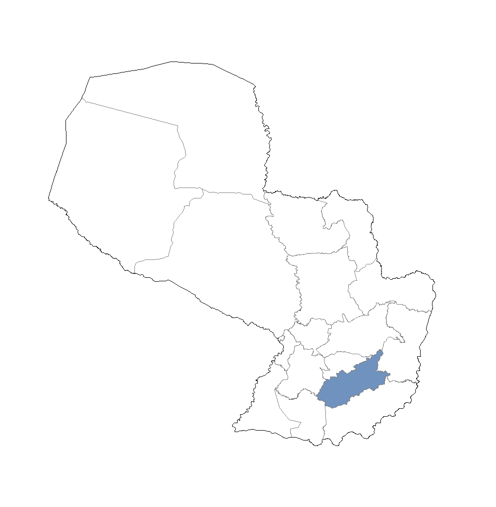 Ubicación del departamento de Caazapa en el mapa de Paraguay